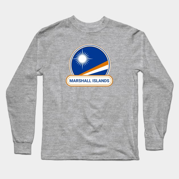 The Marshall Islands Country Badge - The Marshall Islands Flag Long Sleeve T-Shirt by Yesteeyear